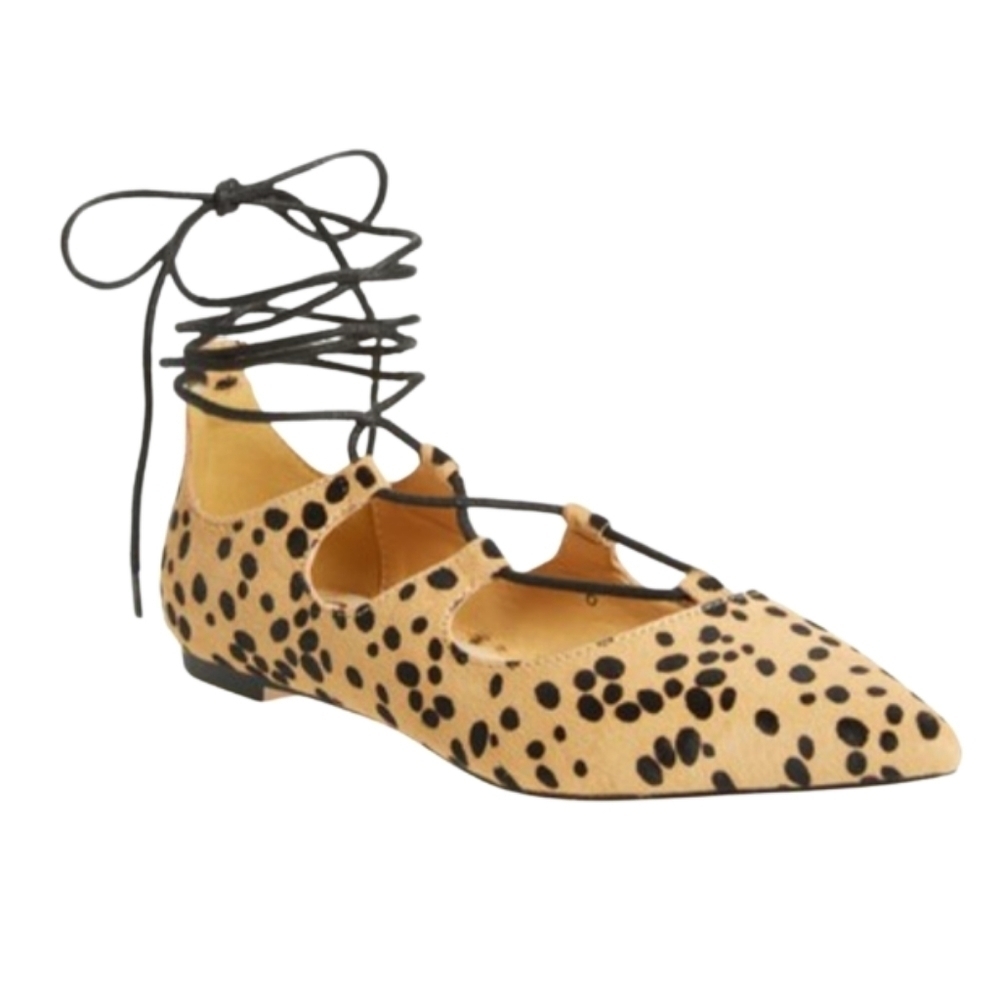 Callisto Leopard Calf Hair Rian Pointed Toe Flats Sz 7